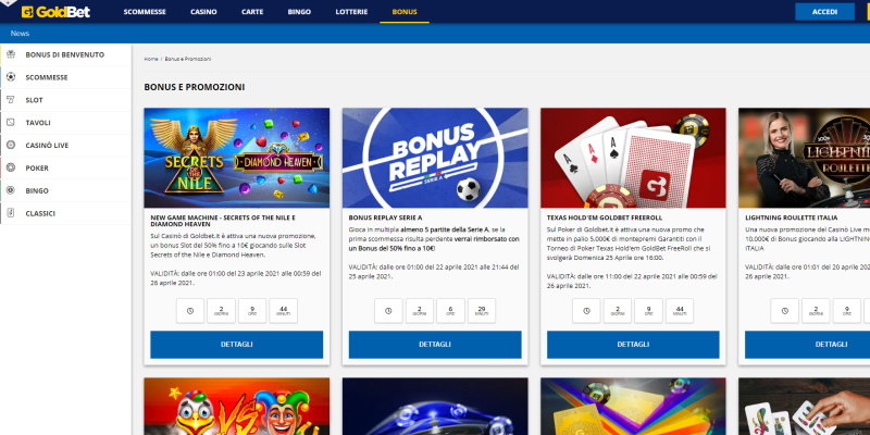 Goldbet offre grandi bonus