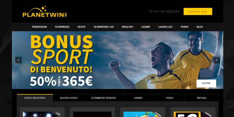 Pagina delle promozioni PlanetWin365